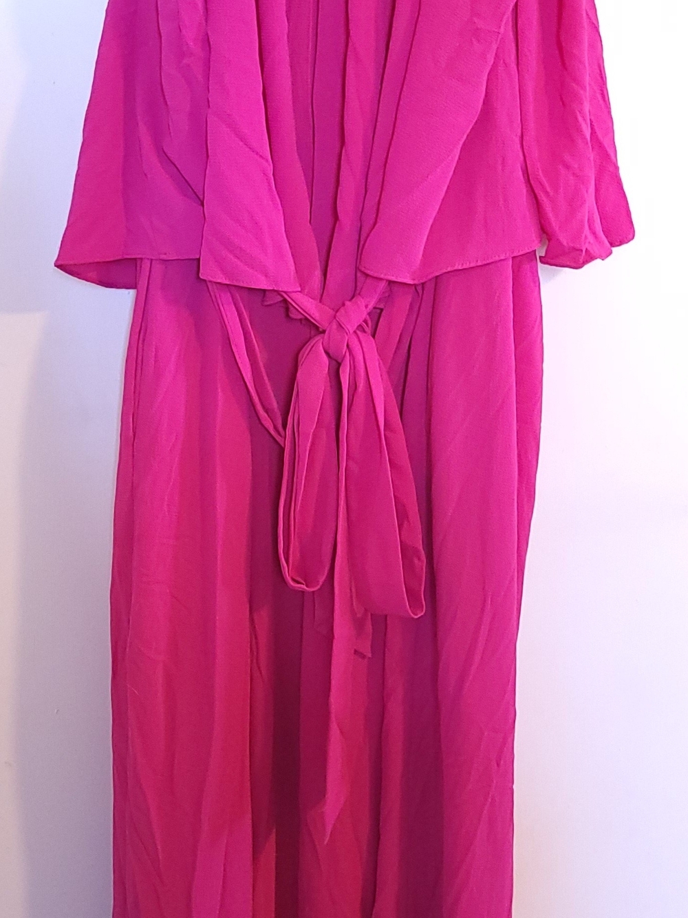 Lane Bryant Crepe Jumpsuit Sleeveless Ruffles Wide Leg Pockets Lined Pink Sz 28 - Picture 2 of 11